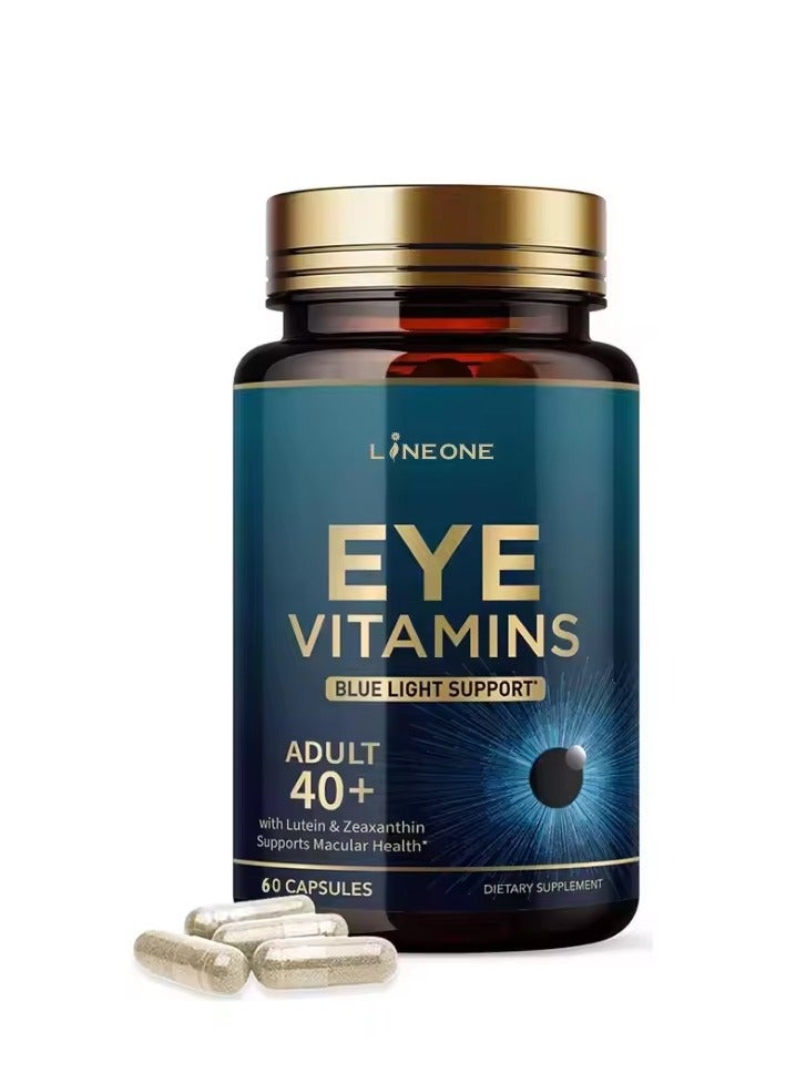 LINE ONE Blue Light Lutein & Zeaxanthin Supplement, Eye Vitamin for Eye Strain, Vision & Ocular Health Support, Capsules for Screen & Sunlight Exposure, 60 Capsules - Image 1