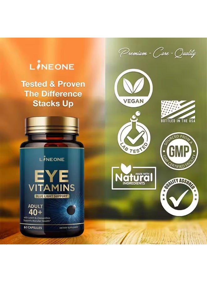 LINE ONE Blue Light Lutein & Zeaxanthin Supplement, Eye Vitamin for Eye Strain, Vision & Ocular Health Support, Capsules for Screen & Sunlight Exposure, 60 Capsules - Image 2