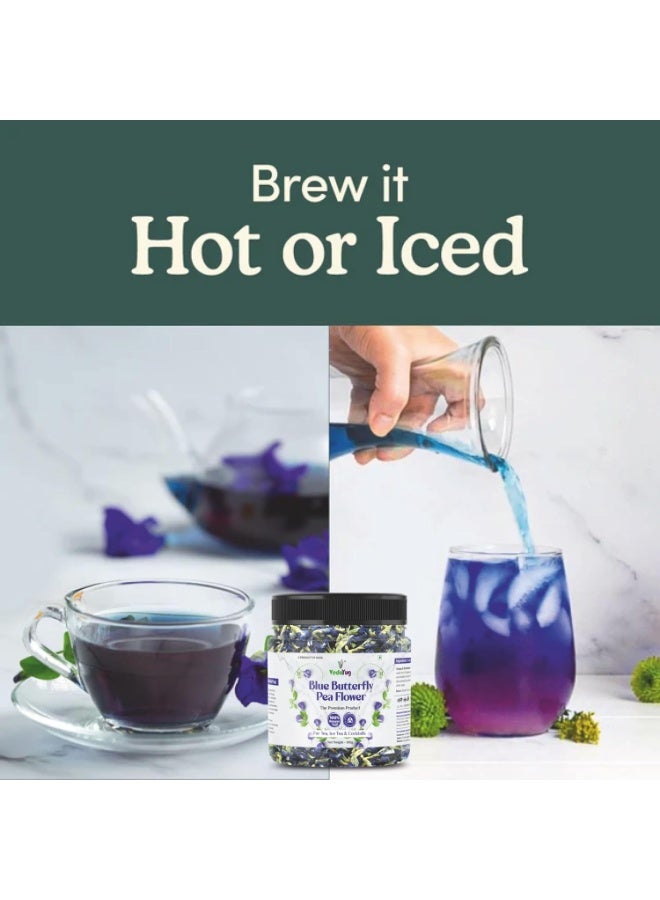 VY VedaYug Blue Butterfly Pea Flower Tea 100 Gram | Making ICE and Herbal Tea with ANTI-OXIDANT, Caffeine Free | Natural Colourant | Use with Green Tea - 100g - Image 2