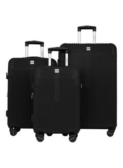 PARAJOHN Sentra 3 Pieces ABS Luggage Trolley Set - Black  - Image 1