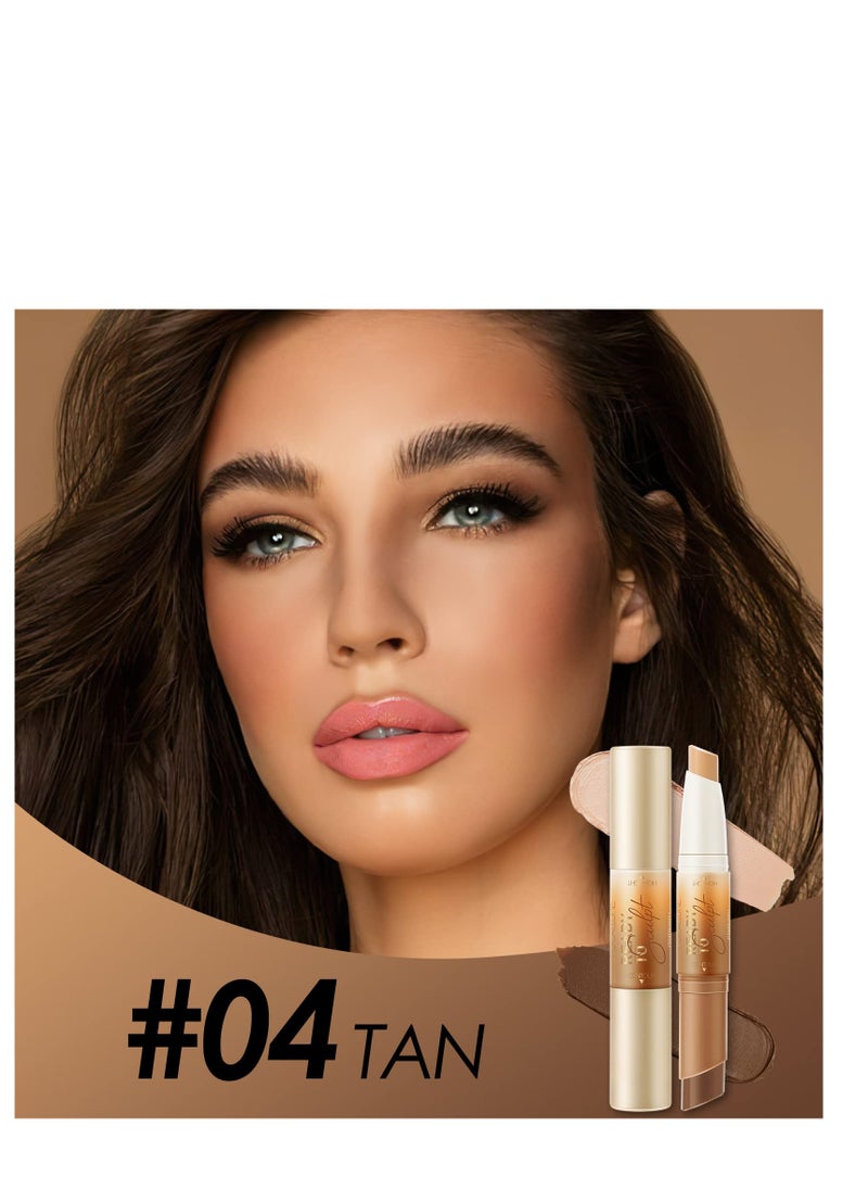 SYOSI - 2 in 1 Cream Bronzer and Highlighter Stick,Non-greasy & Non-drying Contour Pencil,Easy to Create a Natural Matte Finishing,Long Lasting & Waterproof Face Brighten Make up Pen,TAN - Image 1