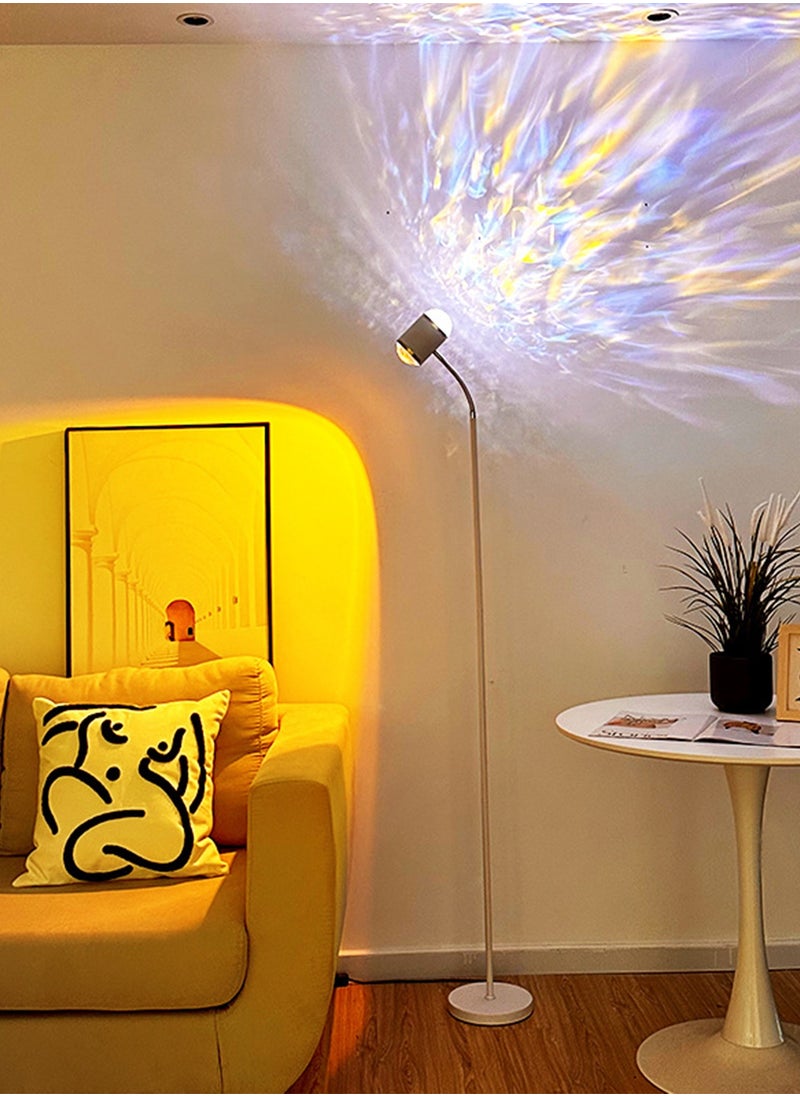 Sharpdo Living Room Floor Lamp Modern Standing Floor Lamp Smart LED Floor Lamp With Unique Water Ripple Light Special Gift Of 4 Color Cards White 20x20x160 centimeter  - Image 1