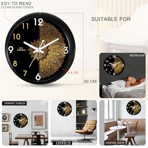 IIK Collection 12-Inch Designer Plastic Analogue Round Wall Clock for Home, Kitchen, Living Room, Bedroom, Office (30 Cm X 30 Cm X 6 Cm), Multicolor - Image 4