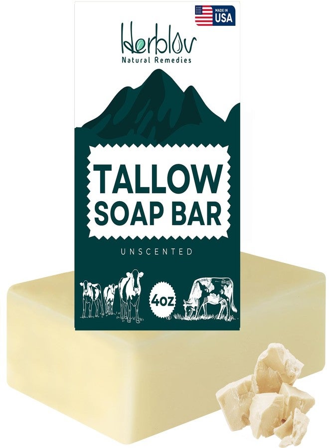Herblov Beef Tallow Soap Bar – All Natural Grass Fed Tallow Soap Unscented – Moisturizing Face & Body Wash Great for Eczema, Dry, Itchy, Sensitive Skin – Handcrafted Bath Soap for Adults, Kids, Made in USA - Image 1