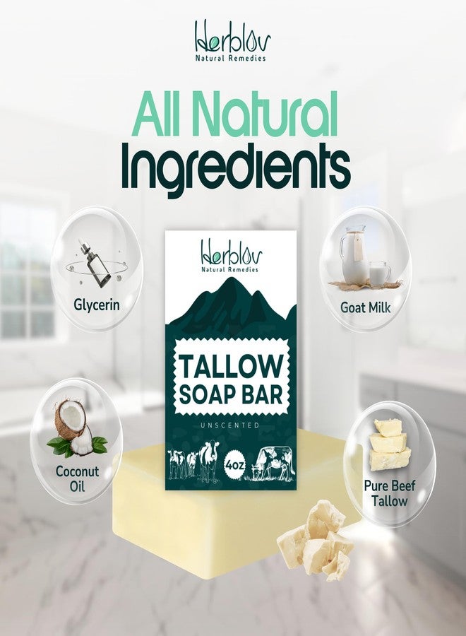 Herblov Beef Tallow Soap Bar – All Natural Grass Fed Tallow Soap Unscented – Moisturizing Face & Body Wash Great for Eczema, Dry, Itchy, Sensitive Skin – Handcrafted Bath Soap for Adults, Kids, Made in USA - Image 5