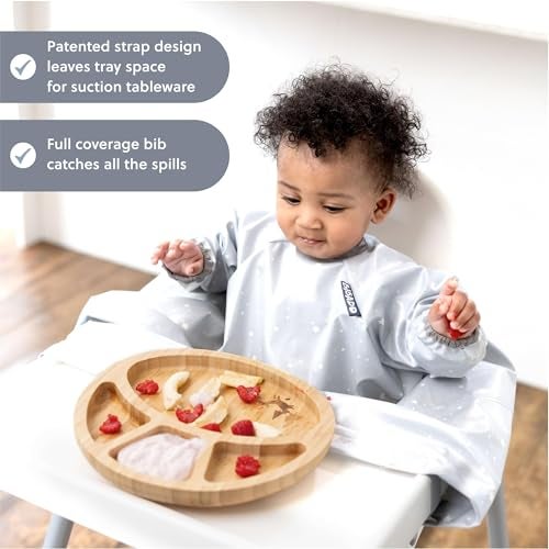 BIBaDO - Short Sleeve Baby Bibs - Babies & Toddlers 6-36 Months - Coverall Baby Led Weaning Bib - Easy Wipe, Soft, Waterproof - Image 5
