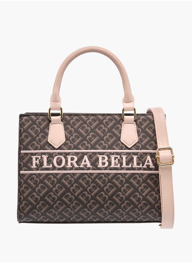 Flora Bella By Shoexpress Women Monogram Print Tote Bag with Detachable Strap and Zip Closure  - Image 1