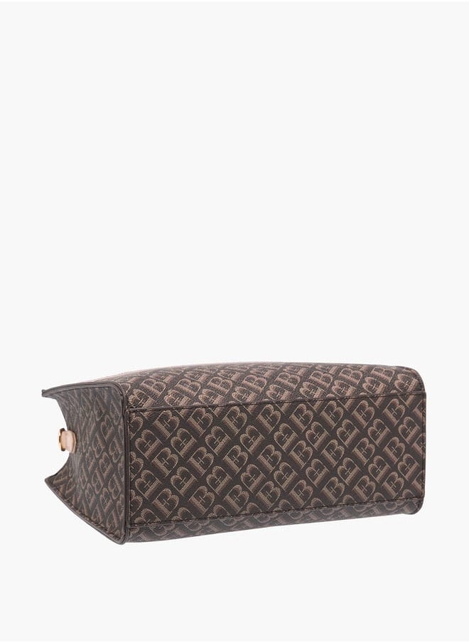 Flora Bella By Shoexpress - Women Monogram Print Tote Bag with Detachable Strap and Zip Closure - Image 1