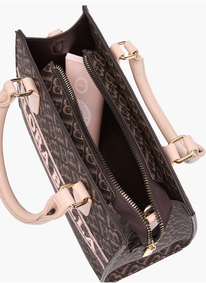 Flora Bella By Shoexpress - Women Monogram Print Tote Bag with Detachable Strap and Zip Closure - Image 1