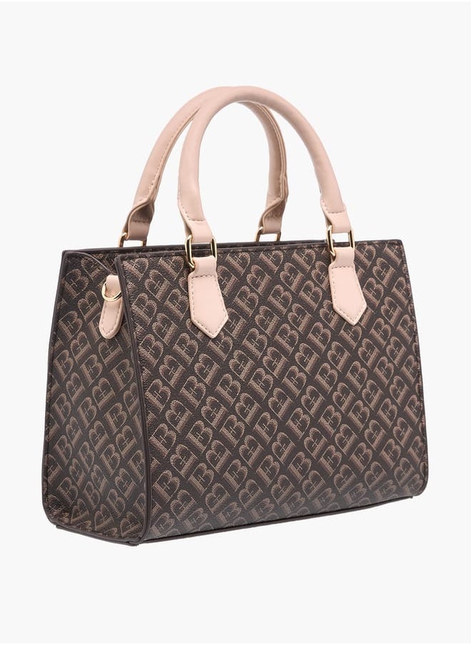 Flora Bella By Shoexpress Women Monogram Print Tote Bag with Detachable Strap and Zip Closure  - Image 3