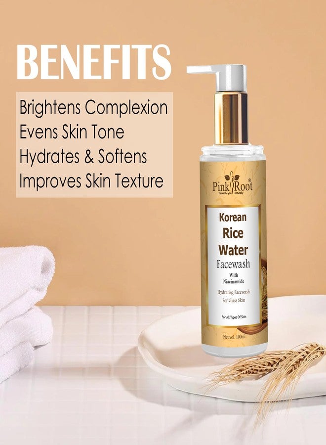 Pink Root Rice Water Face Wash with Niacinamide for Glass Skin 100ml - For Gently Cleanses Skin | Hydrates Skin - Image 4