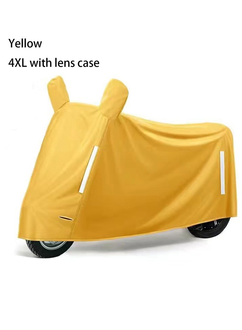 Generic Yellow  Cycle Cover + Rearview Mirror Cover Waterproof Outdoor Bicycle Rain Cover Reflective Strip With Keyhole Storage Bag (4XL)  - Image 1
