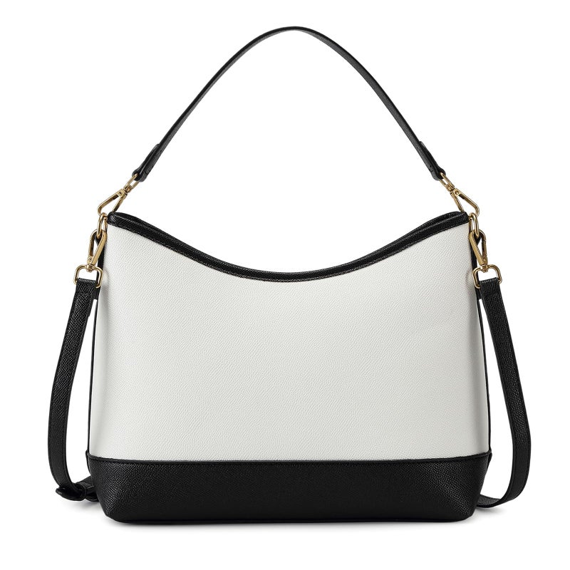 CYHTWSDJ Large Capacity Hobo Bag for Women,Tote Crossbody Purse Handbag with Zipper Pockets for Work Travel Gym Commute, Gift Idea (White & Black) - Image 1