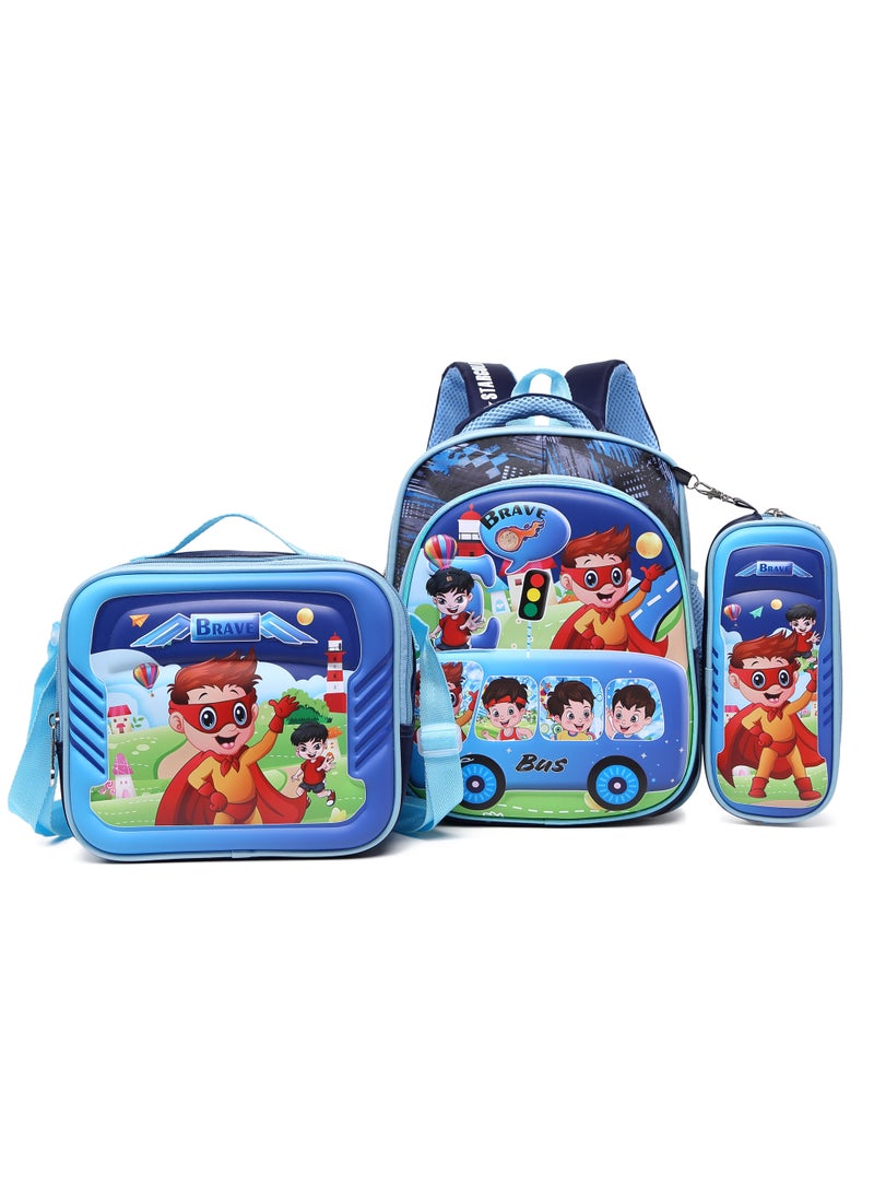 Stargold Baby Backpack 3Pcs Combo For Baby Boys With Adjustable Strap For School 12 Inch 