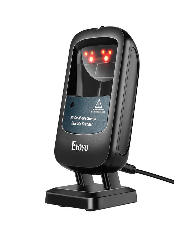 Eyoyo 2D Hands-Free Barcode Scanner, Omnidirectional USB Wired Desktop Barcode Reader 1D 2D PDF417 Data Matrix Bar Code Reader with Automatically Scanning for Retail Store Supermarket Mall Business - Image 1