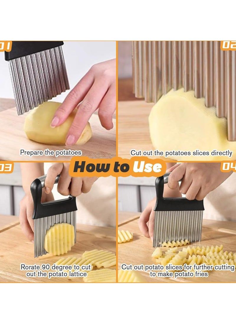 Oasisgalore Upgraded Large Crinkle Cutter, French Fry Slicer, Stainless Steel Vegetable Chopper  - Image 4