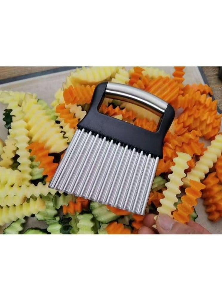 Oasisgalore - Upgraded Large Crinkle Cutter, French Fry Slicer, Stainless Steel Vegetable Chopper - Image 1