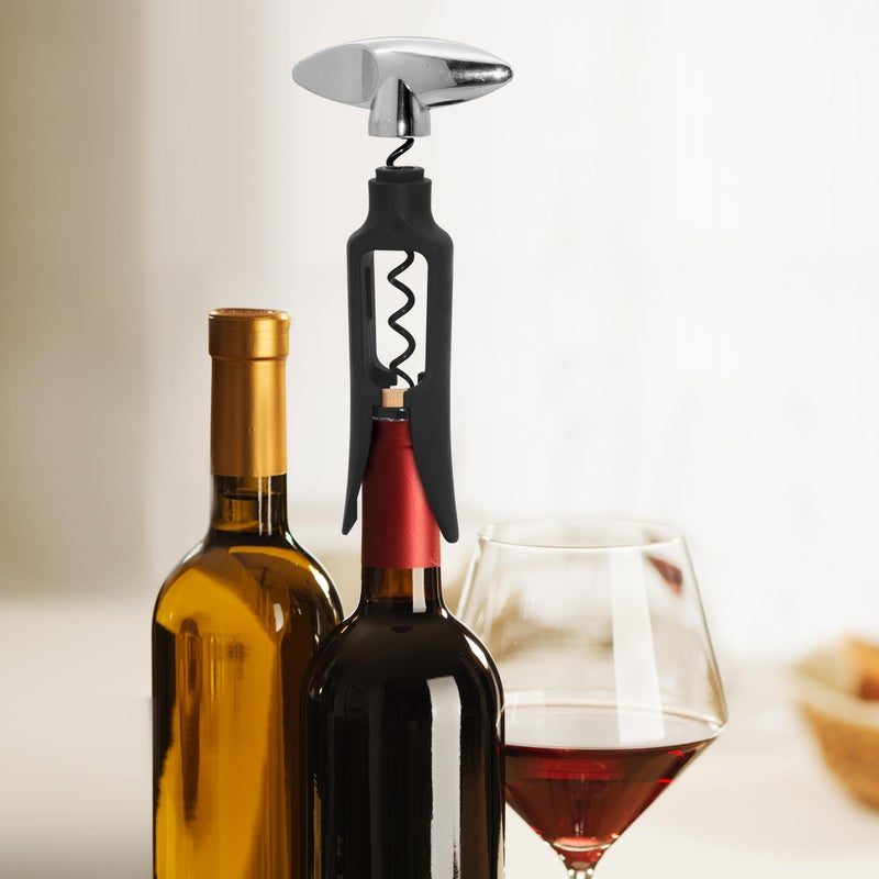 OGGI Wine Bottle Opener, Self Pulling Corkscrew - Self-Centering Non-Stick Wine Opener Cork Screwer, Effortless Wine Corker - Black 8.5" - Image 3