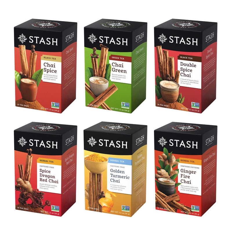 Stash Tea Chai Tea Variety Pack Sampler Assortment Caffeinated NonGMO Project Verified Premium Tea with No Artificial Ingredients 1820 Count Pack of 6 - Image 2