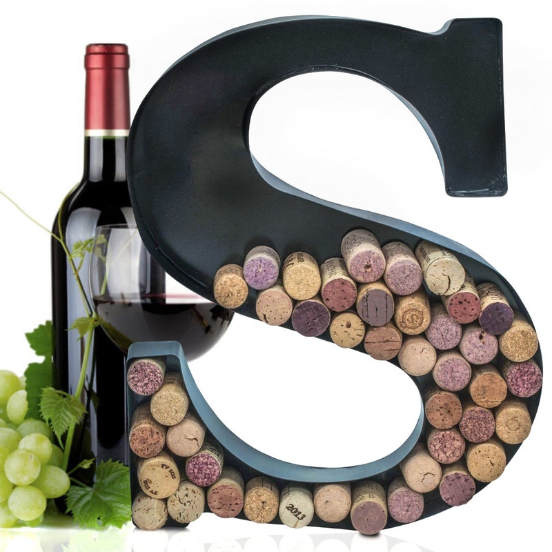 Made Easy Kit Metal Letter Wine Cork Keepsake Saver  Holder Monogram wFree Wall Mount Kit AZ Letter S Large
