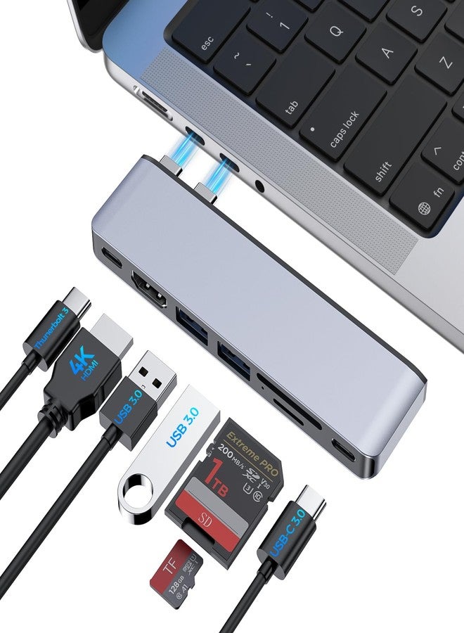 Rytaki Pro USB C Hub for MacBook Pro/Air M5 M4 M3 M2 M1 2025-2018 13" 14" 15" 16", 7 in 2 MacBook Multiport Adapter Accessories Dongle with 4K@60Hz HDMI, Thunderbolt 3, USB C&A Ports, SD TF Card Reader - Image 1