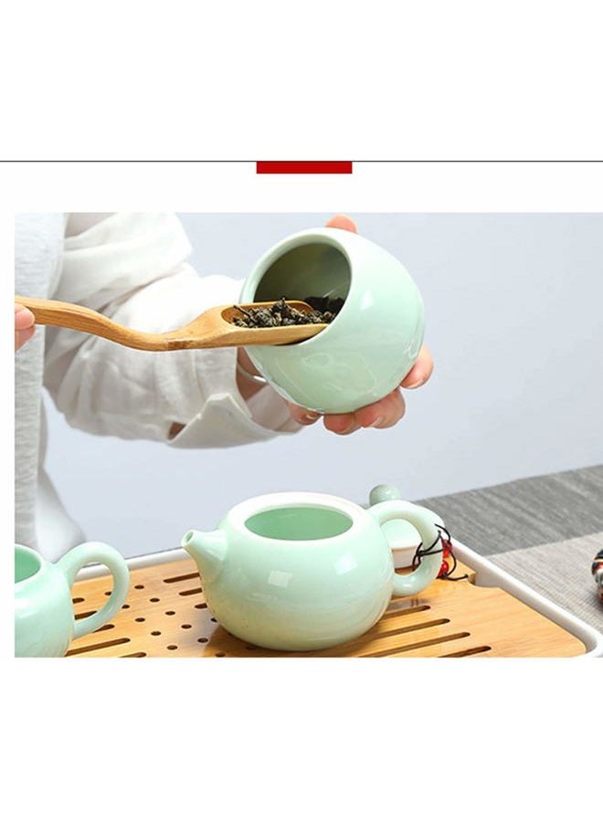 Hoobar Ceramic Kungfu Tea Set Travel Tea Set with Portable Teapot/Teacups/Tea Canister/Tea Tray and Travel Bag,Suitable for Travel/Home/Outdoor and Office (Peak Green) - Image 5