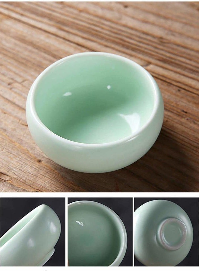Hoobar Ceramic Kungfu Tea Set Travel Tea Set with Portable Teapot/Teacups/Tea Canister/Tea Tray and Travel Bag,Suitable for Travel/Home/Outdoor and Office (Peak Green) - Image 4