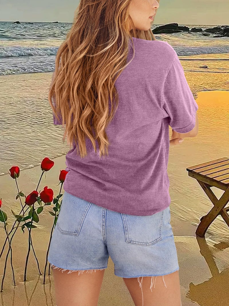 GEMLON Womens Floral Shirts Casual Wildflower Graphic Tees Short Sleeve Shirts Summer Tops - Image 5