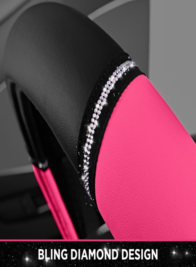 Road Comforts Leather Steering Wheel Cover - Made with PVC Leather - Anti-Slip, Universal Fit 14 1/2 inches to 15 inches - Hot Pink - Image 5