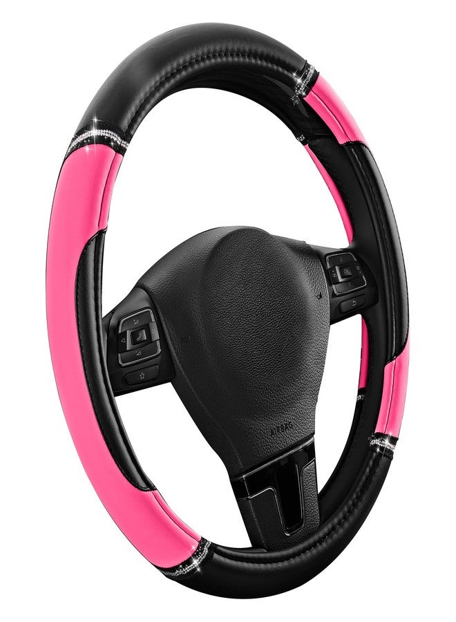 Road Comforts Leather Steering Wheel Cover - Made with PVC Leather - Anti-Slip, Universal Fit 14 1/2 inches to 15 inches - Hot Pink - Image 2