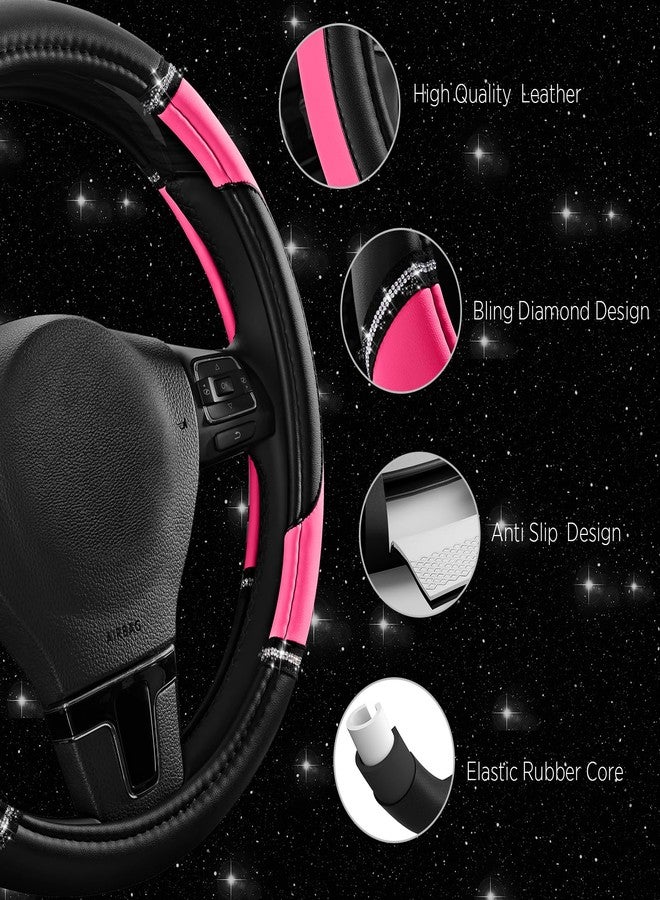 Road Comforts Leather Steering Wheel Cover - Made with PVC Leather - Anti-Slip, Universal Fit 14 1/2 inches to 15 inches - Hot Pink - Image 4