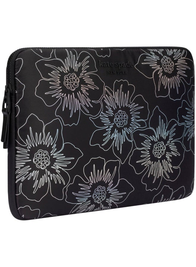 Kate Spade New York Puffer Universal Laptop Sleeve 13"/14" - Outer Slip Pocket for Small Accessory, Zipped Main Compartment, for M1/M2 Macbook Air/Pro & Similar size Laptops - Iridescent Black  - Image 1