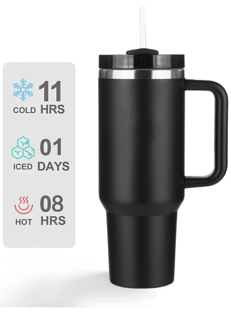 TAPIT 1200ML Tumbler with Lid and Straw Stainless Steel Insulated Tumblers with Handles and Cleaning Brush Water Bottle Travel Coffee Mug Tumbler Cups for Cold and Hot Beverages - Image 2