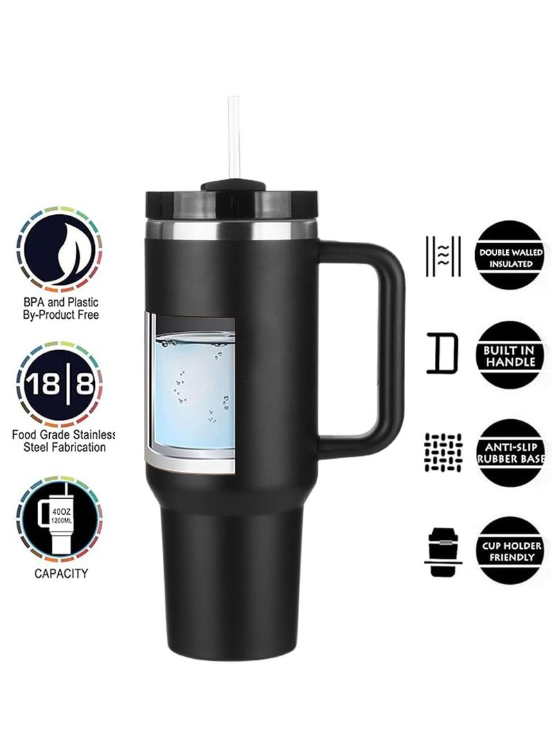 TAPIT 1200ML Tumbler with Lid and Straw Stainless Steel Insulated Tumblers with Handles and Cleaning Brush Water Bottle Travel Coffee Mug Tumbler Cups for Cold and Hot Beverages - Image 3