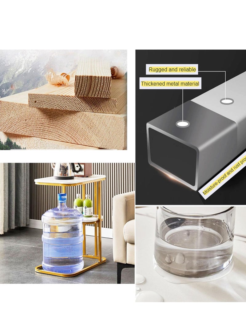 طاولة جانبية مربعة فاخرة مع زاوية متحركة - طاولة غرفة نوم و معيشة متعددة الاستخدامات بخزانة ثنائية الطبقات | طاولة قهوة معدنية بيضاء ماتية للكنبة والشرفة - مثالية للمكاتب وصالات الاستقبال - Image 3