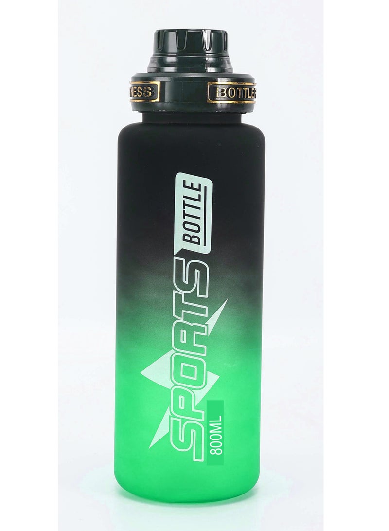 FFA SPORTS Fitness for All FFA SPORTS Sports Water Bottle, 800 ML with Time Marker | BPA Free | for Fitness Gym Outdoor Sports (Green & Black) - Image 1