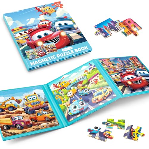 Jeacirio Magnetic Car Puzzles for Toddlers 35 91216 Pieces Ages 46 Educational Learning Toys for Boys Girls - Image 1