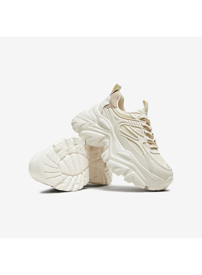 Tata Mesh Breathable Thick Sole Dad Sneakers Women Fleece Lined Sports Shoes White Am5 36 - Image 3
