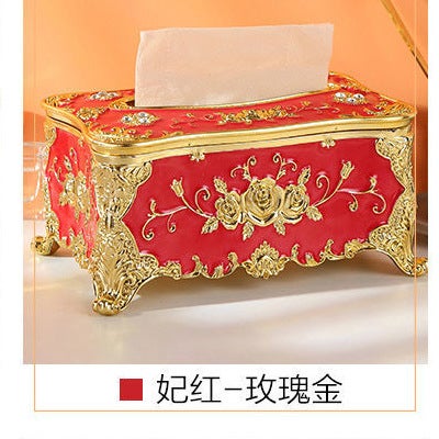 Generic Paper Box Tissue Box Small Household Living Room Creative European Style Home Simple Coffee Table KTV Napkin Tabletop Concubine-Rose Gold