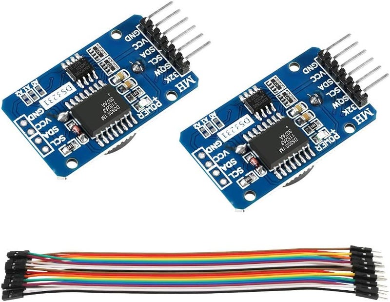 DORHEA DS3231 AT24C32 IIC RTC Module Clock Timer Memory Module Beats Replace DS1307 I2C RTC Board (Batteries not Included) + 20 PCS Male to Female Jumper Wire Cable - Image 1