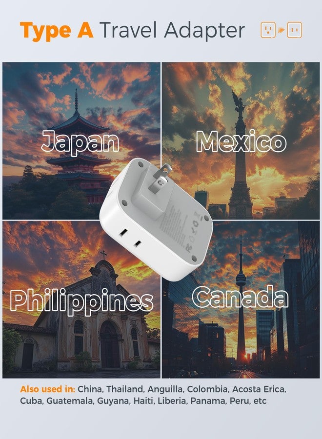 TESSAN US to Japan Plug Adapter 2 Pack, TESSAN 2 Prong to 3 Prong Outlet Adapter with 4 Outlets 3 USB (2 USB-C), Outlet Adaptor US to Japan China Mexico Philippines Canada Peru Thailand Vietnam - Image 2