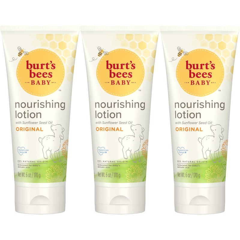 Burt's Bees Baby Nourishing Lotion, Original Scent Baby Lotion - 6 Ounce Tube - Pack of 3 - Image 1