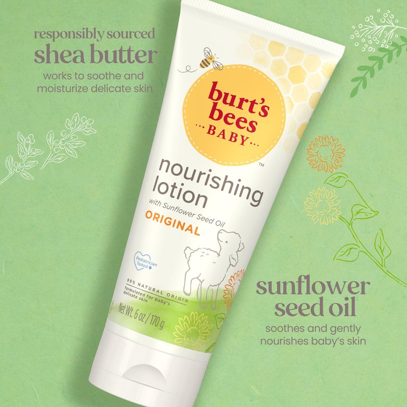 Burt's Bees Baby Nourishing Lotion, Original Scent Baby Lotion - 6 Ounce Tube - Pack of 3 - Image 2