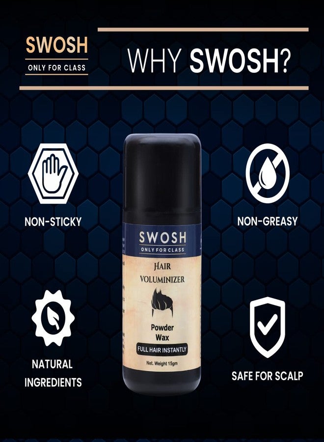 SWOSH Hair Volumizing Powder Wax - Adds volume and texture to hair (15g) - Provides a Natural Looking Matte Finish - Image 2