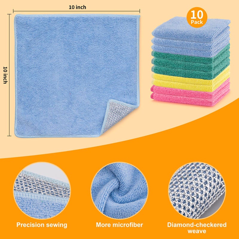 Inkhut 2 in 1 Microfiber Cleaning Cloth Kitchen Towels, Non Scratch Wire Dishcloth Cleaning Rags for Washing Dishes, Multipurpose Microfiber Towels for Cars, Kitchen, Wall and Window Cleaner - Image 3