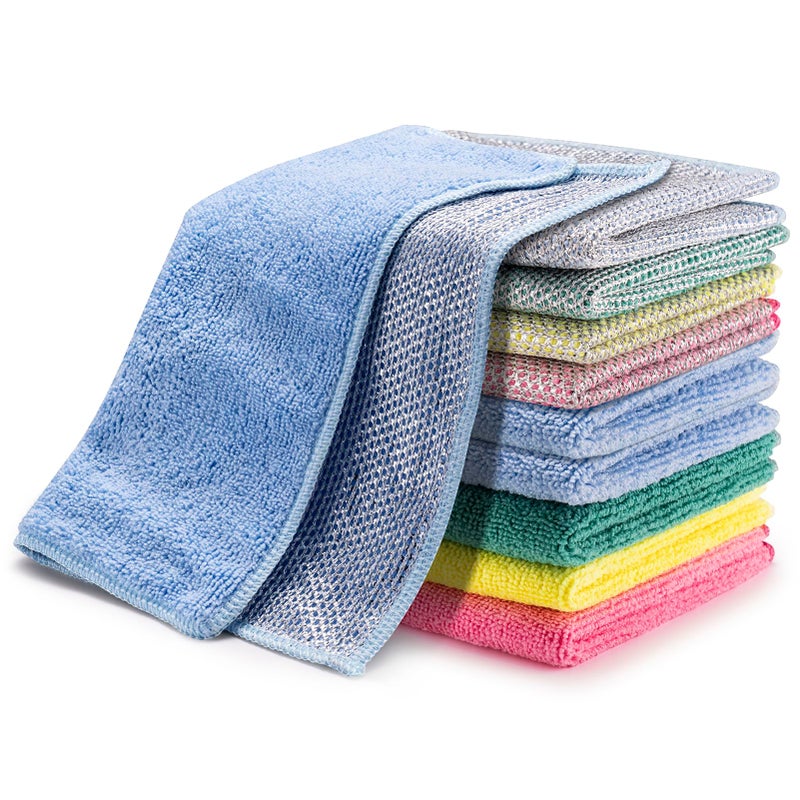 Inkhut 2 in 1 Microfiber Cleaning Cloth Kitchen Towels, Non Scratch Wire Dishcloth Cleaning Rags for Washing Dishes, Multipurpose Microfiber Towels for Cars, Kitchen, Wall and Window Cleaner - Image 1