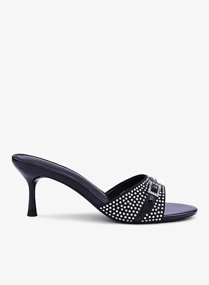 IconStyle Embroidered Open-Toe Mule Heels