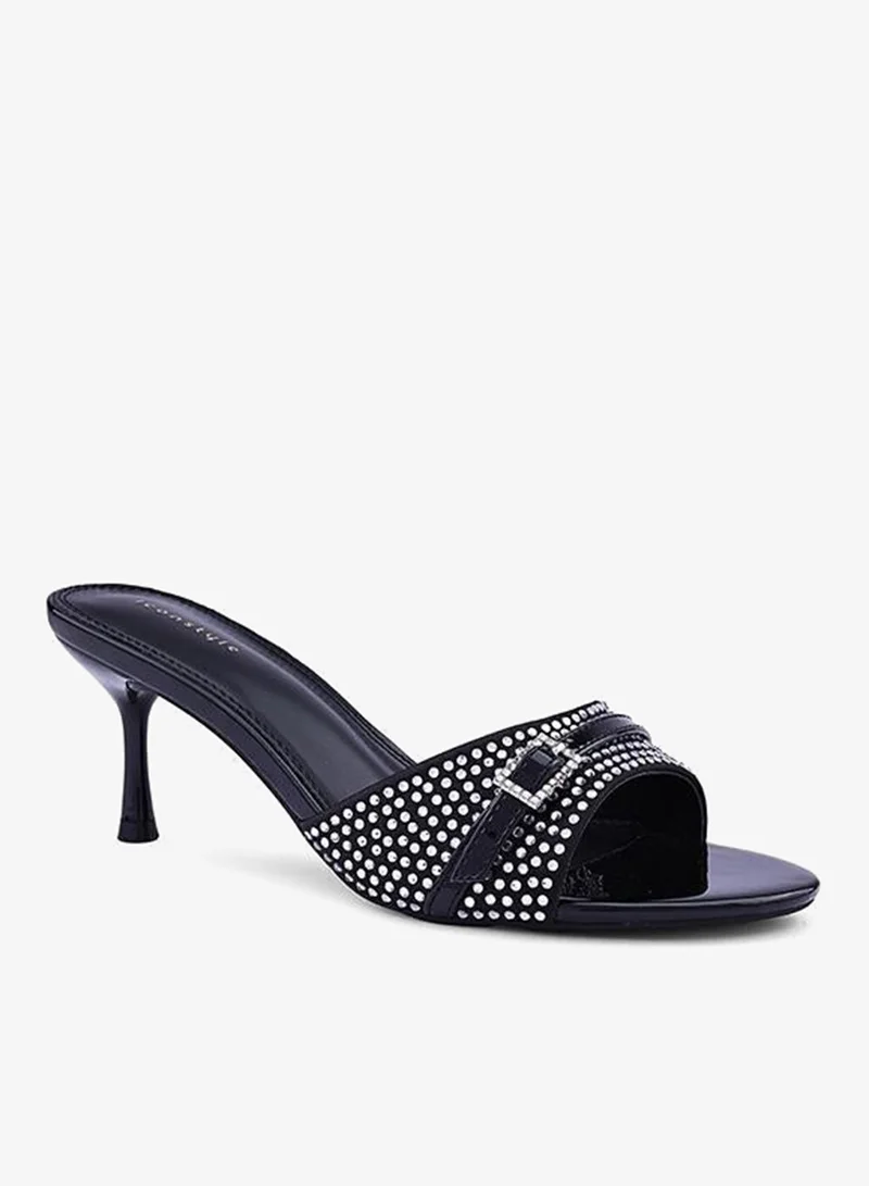 IconStyle Embroidered Open-Toe Mule Heels