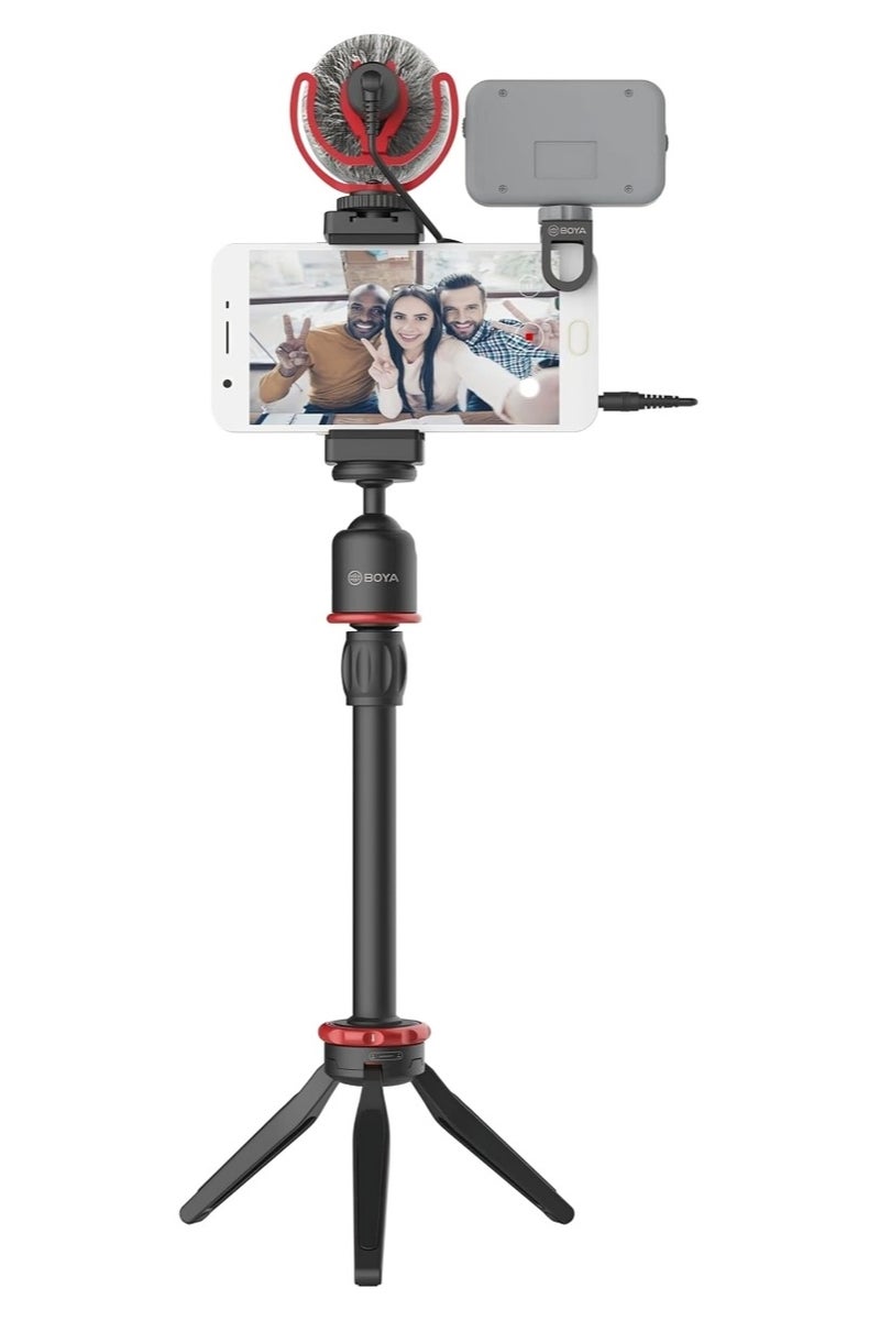 BOYA Plastic Tripod Stand Ultimate With Microphone And Plastic Holder For Smartphone Video kit - Black ( By-VG330 ) - Image 2