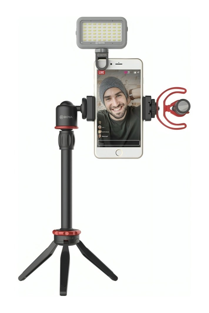 BOYA Plastic Tripod Stand Ultimate With Microphone And Plastic Holder For Smartphone Video kit - Black ( By-VG330 ) - Image 3